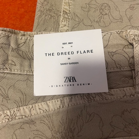 Zara ecru floral high rise slim fit cropped jeans NWT - Picture 10 of 12